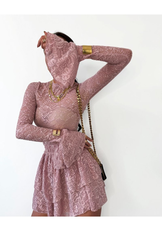 Komplet koronkowy różowy LaMilla