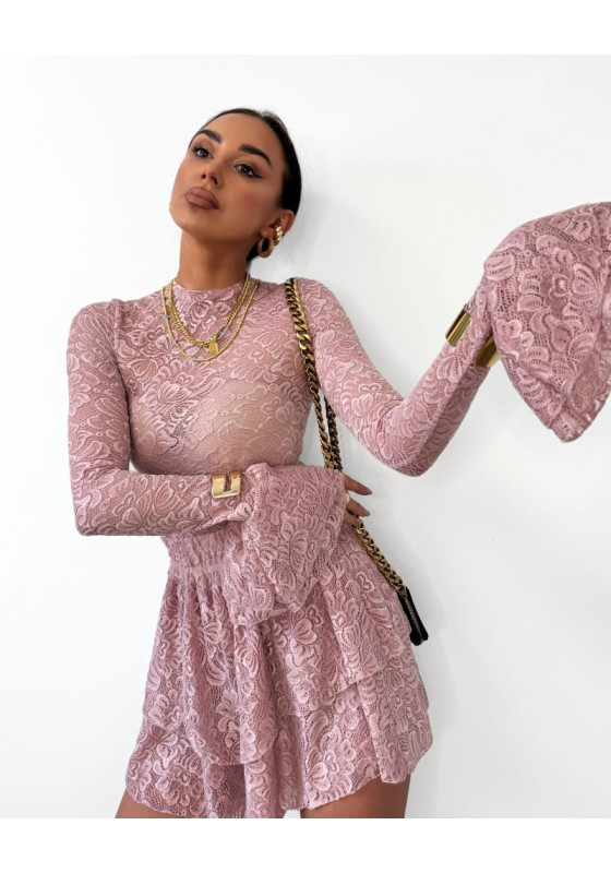 Komplet koronkowy różowy LaMilla