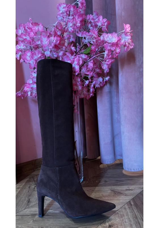 Kozaki brązowe zamszowe