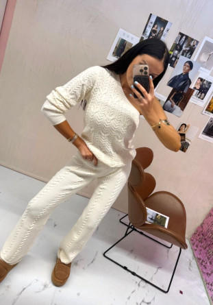 Komplet sweterkowy warkocz LaMilla