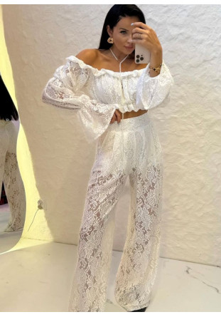 Koronkowe spodnie z prostą nogawką  LaMilla