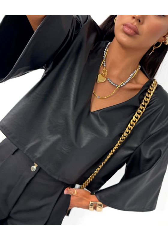 Skórzana krótka bluzka LaMilla