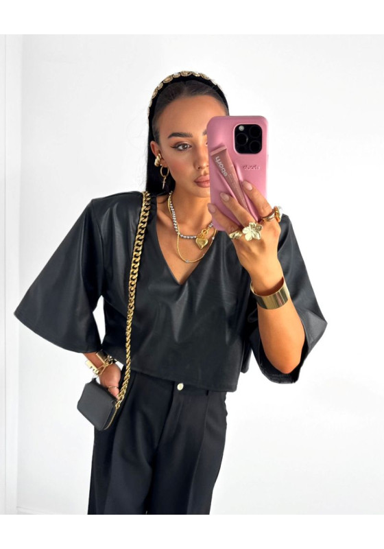 Skórzana krótka bluzka LaMilla