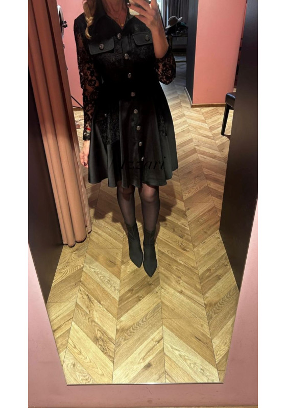 Sukienka koronkowo - satynowa