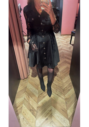 Sukienka koronkowo - satynowa