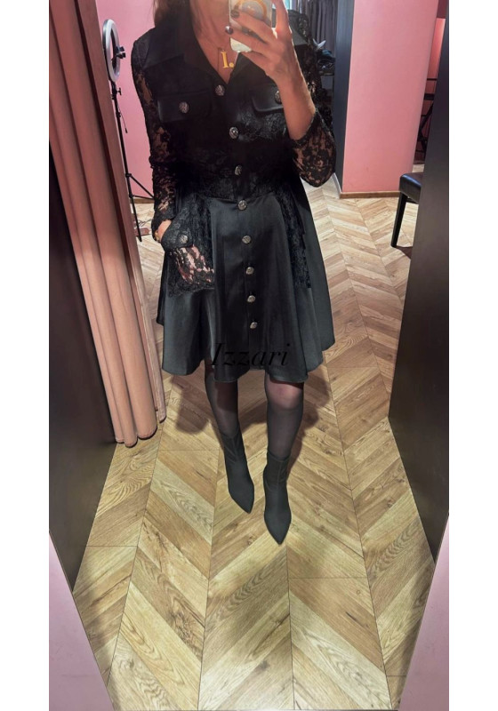 Sukienka koronkowo - satynowa